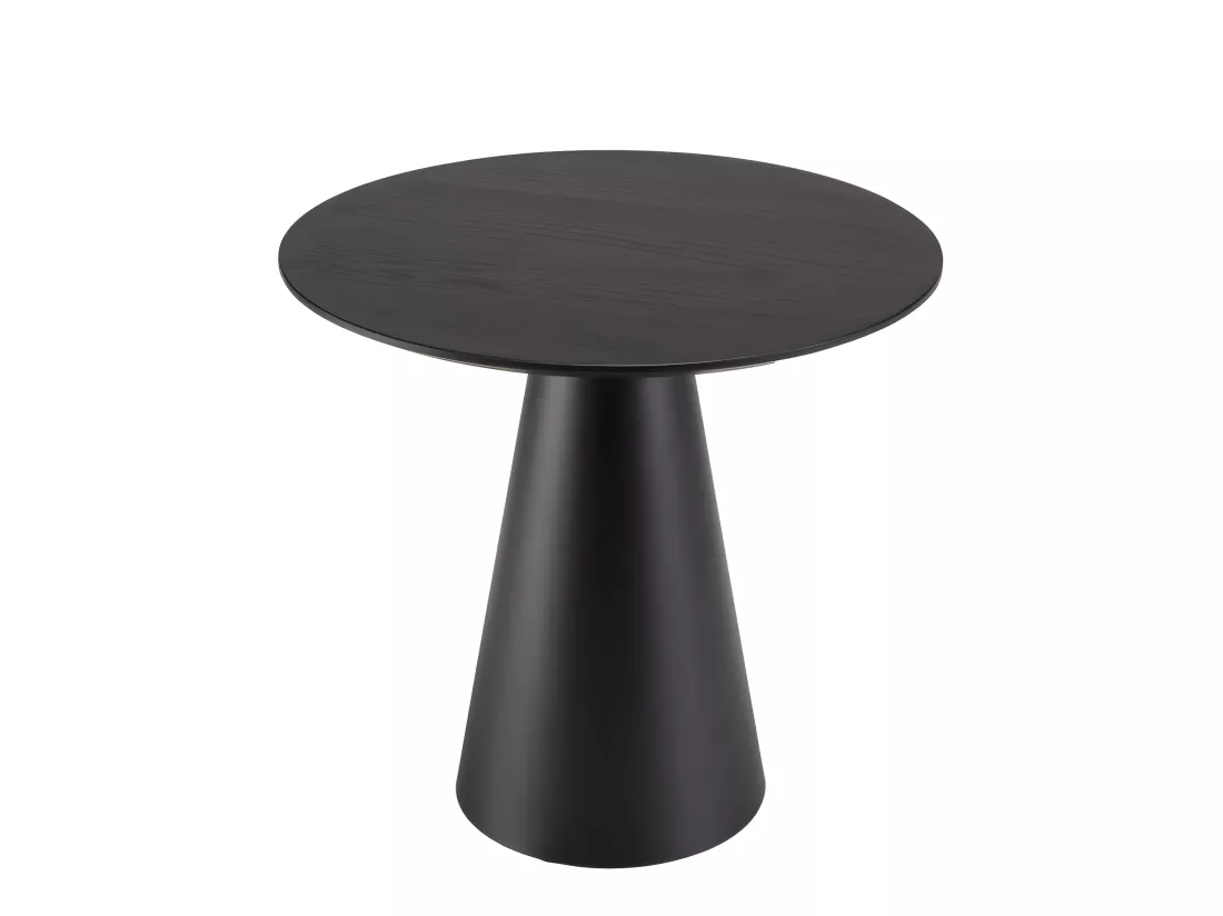 DALY - Table d'appoint ronde noire 50x50cm pied conique métal
