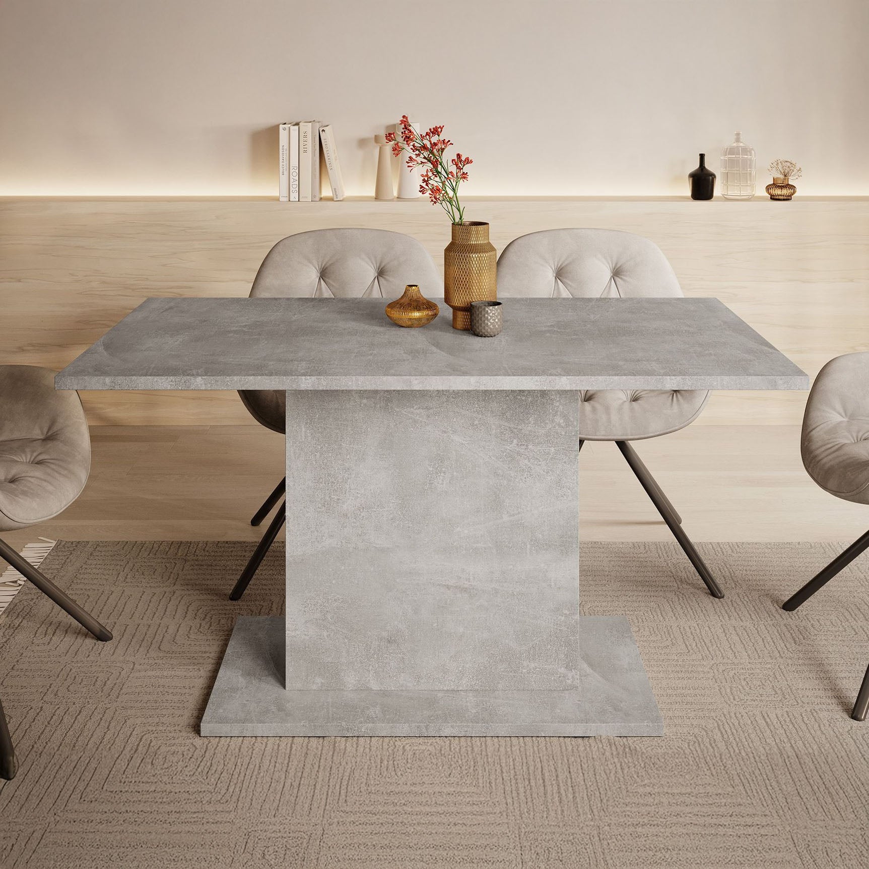 Tova - Eetkamertafel - Grijs/betonlook - 138x80x69 cm