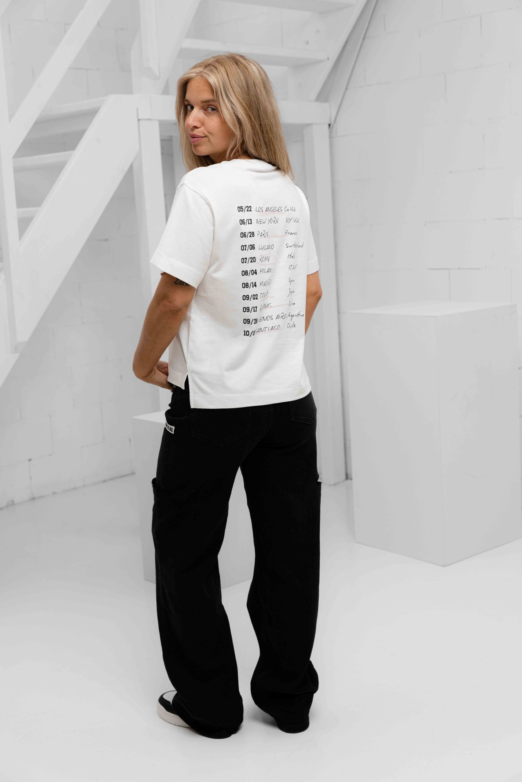 Guess Glitter Logo T-Shirt Dames Wit