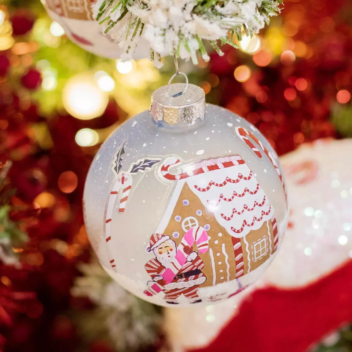 Lot de 3 boules de Noël en verre (D80 mm) Pain d'épice Multicolore
