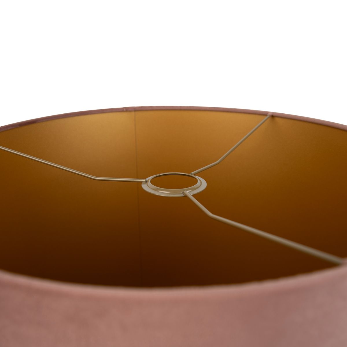 Velours lampenkap roze 40/40/40 met gouden binnenkant