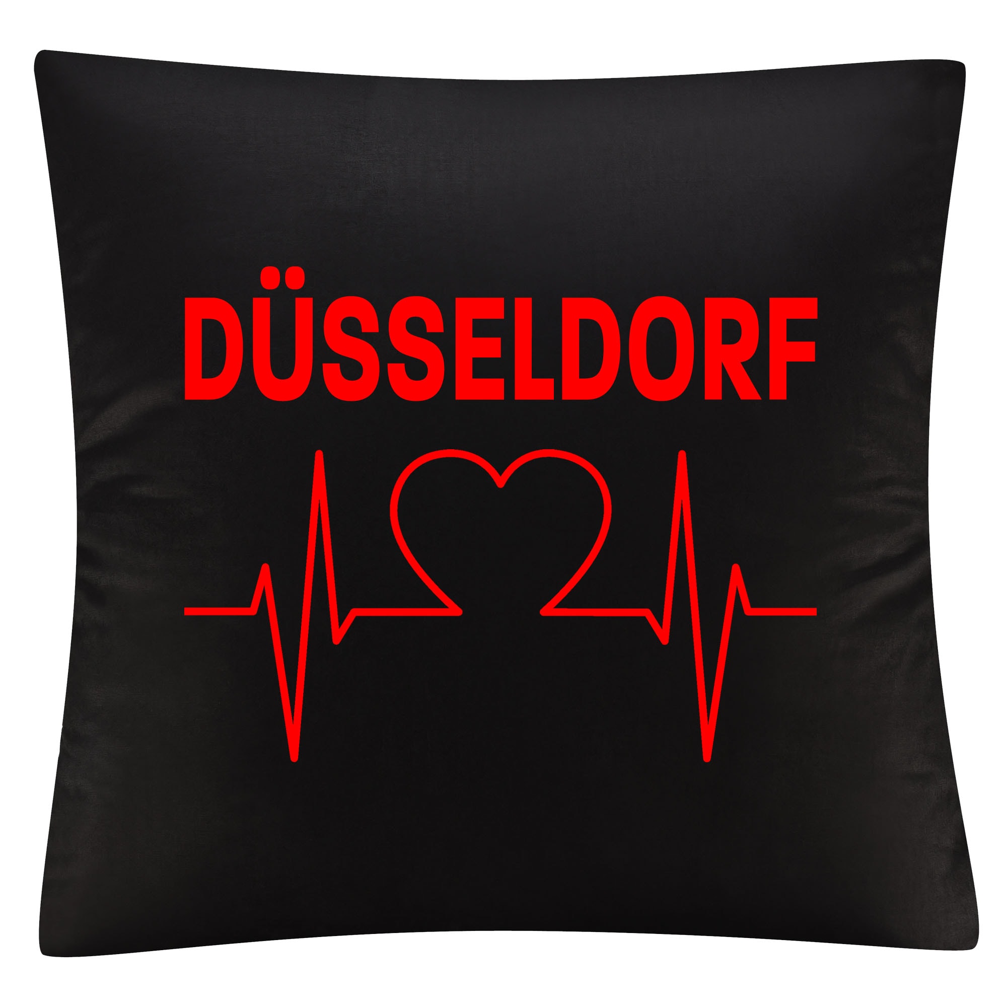 multifanshop® Kissenbezug - Düsseldorf - Herzschlag - Druck rot