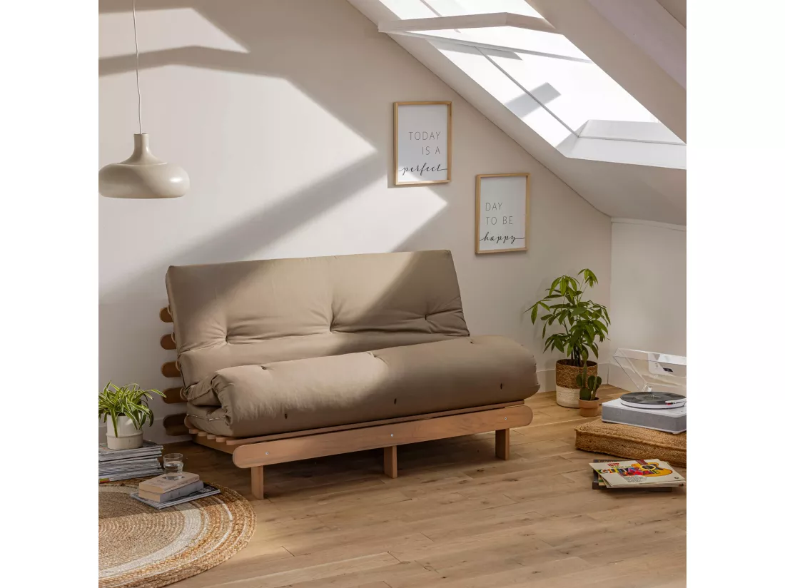 Matelas futon coeur en mousse à mémoire de forme, taupe 90x190