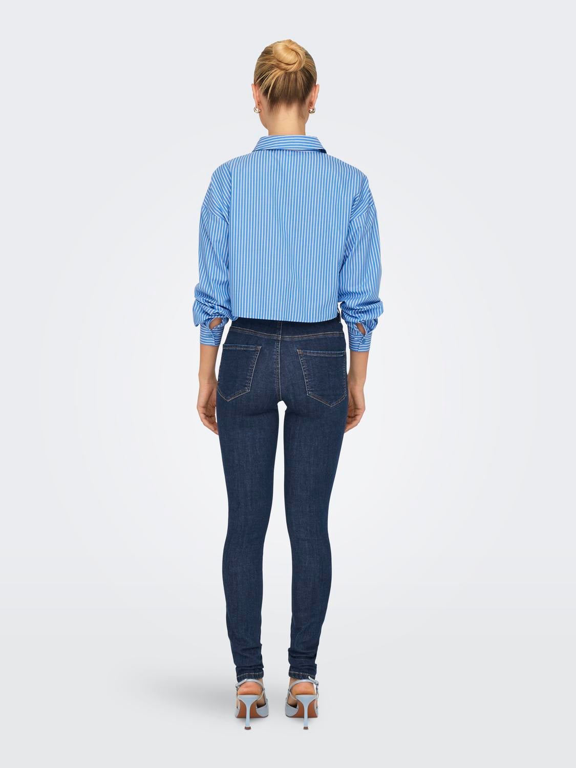 ONLROSE Hohe Taille Skinny Fit Jeans Dark Blue Denim