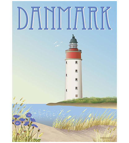 Vissevasse Plakat - 30x40 cm - DanMørk- Hvidt Fyrt?rn