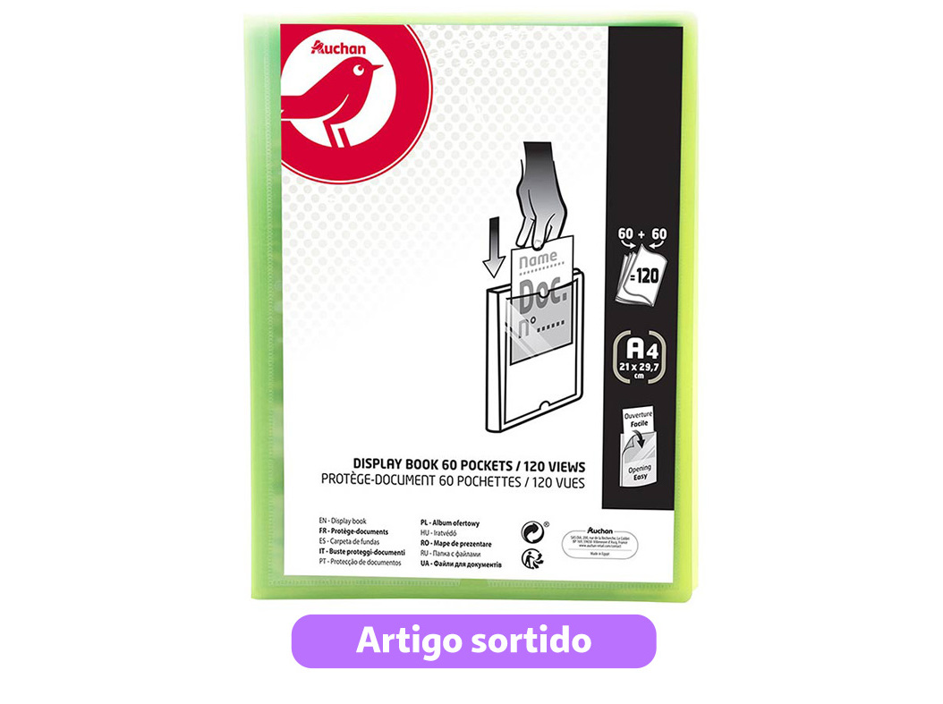 PORTFÓLIO AUCHAN A4 60 60 BOLSAS CORES SORTIDAS