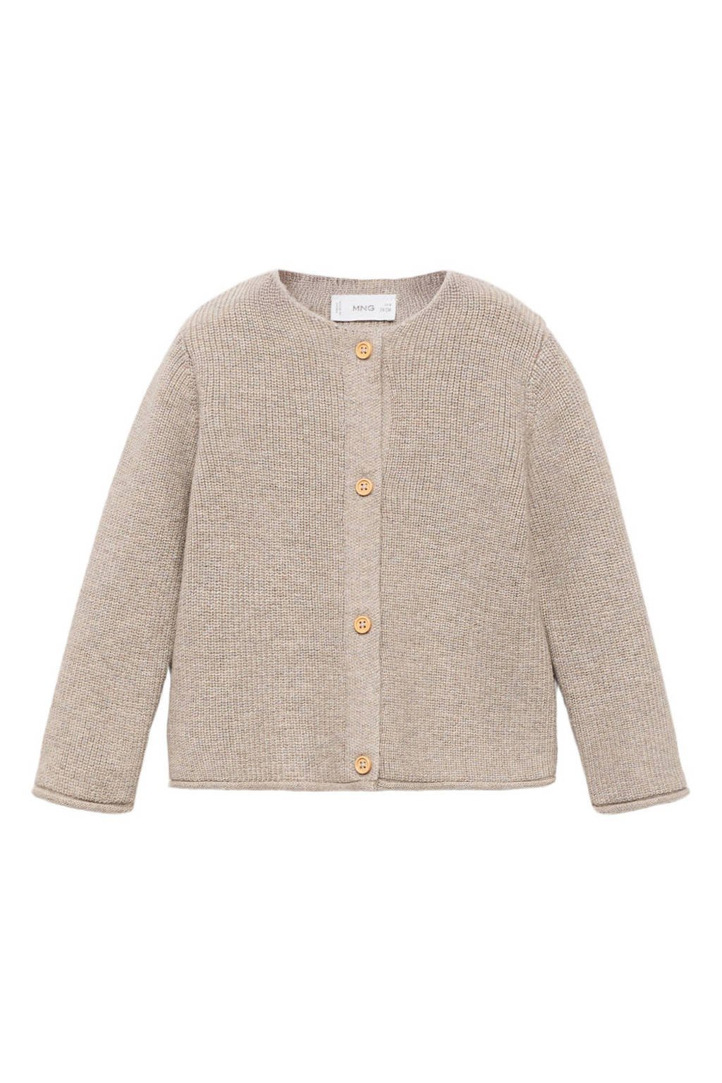 Mango Kids vest beige fijn gebreid