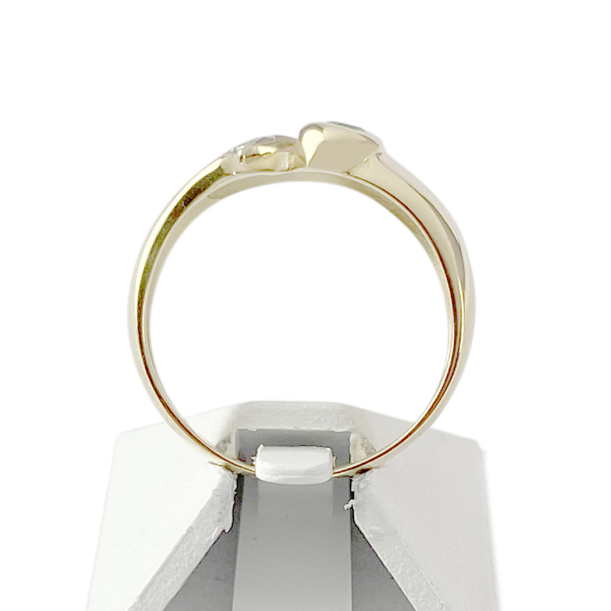 Bague d'occasion or 750 2 tons diamants émeraudes ovale