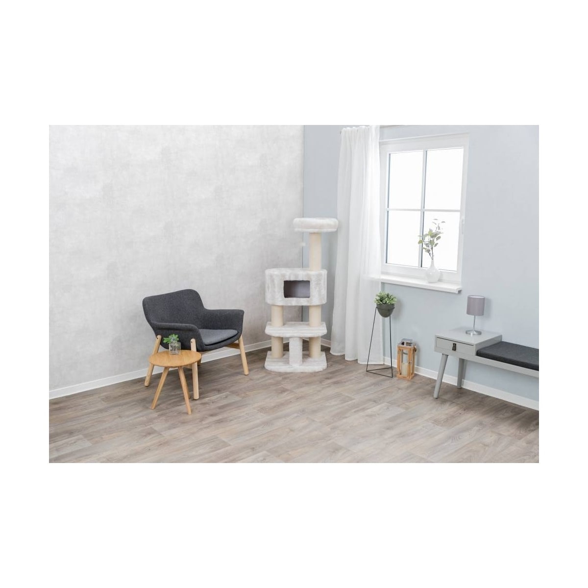 Nelli skrapestolpe, 140 cm, hvit/taupe