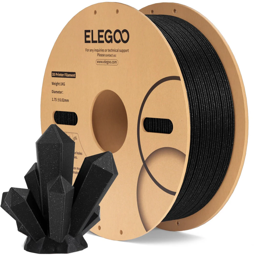 Elegoo  PLA Sparkle Black, 1,75 mm / 1000 g    PLA Filament mit funkelndem Glanzeffekt in Black