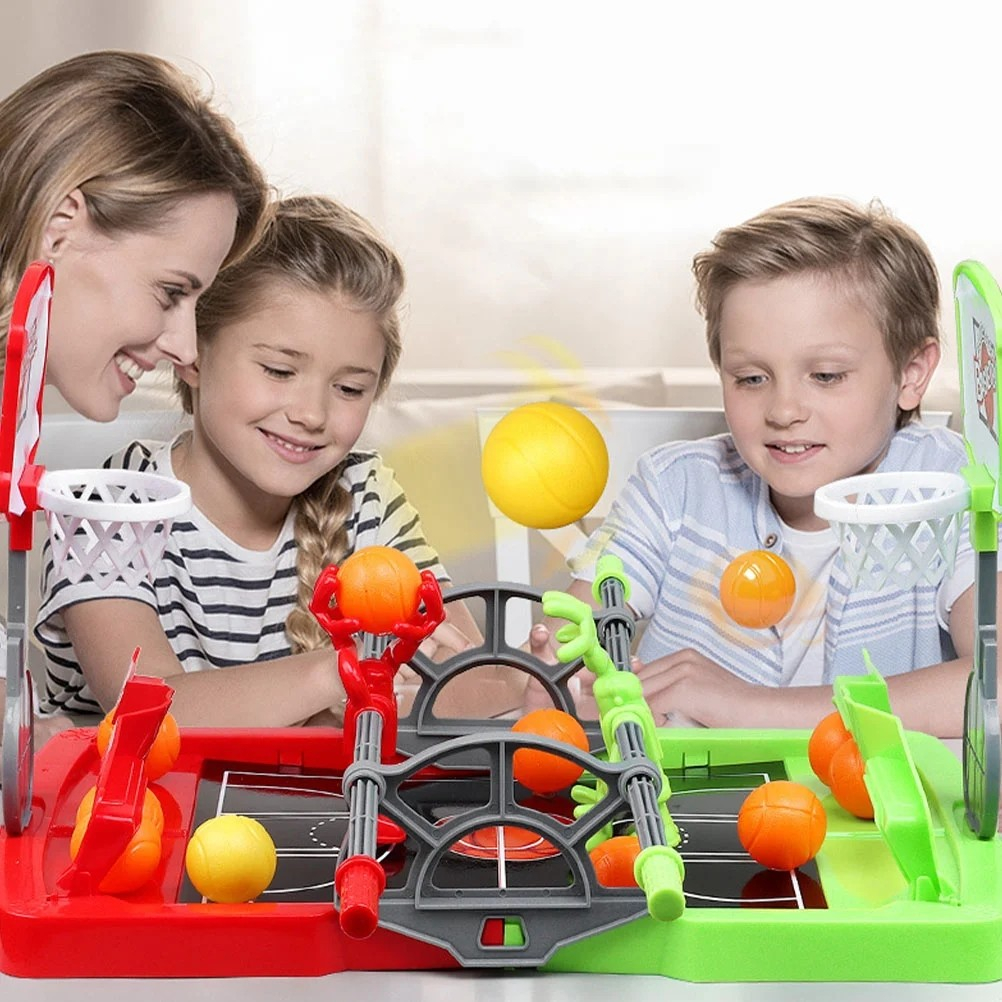 (45x30cm) Mini Flipper Kinder Spielzeug Tisch Basketball Kicker Tischspiel inkl. 10 Bälle - Bunt