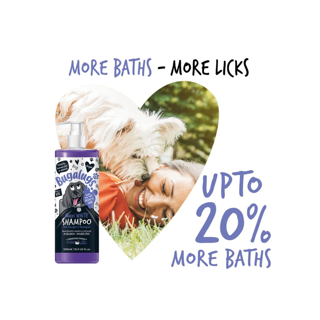 Bugalugs Maxi White – Aufhellendes Hundeshampoo mit exotischem Frischeduft
