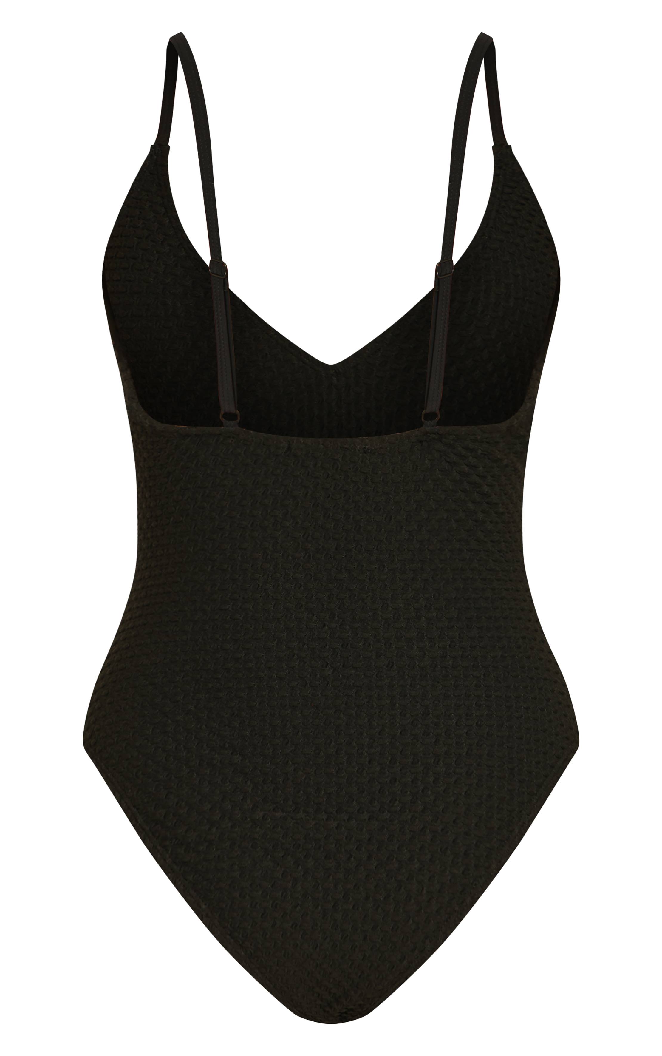 Noir Maillot De Bain Échancré Texturé