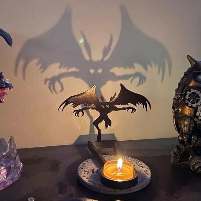 (14x14cm) Holz Deko Geist Teelicht Halter Halloween Accessoire Dämon Kerzen Ständer - Schwarz