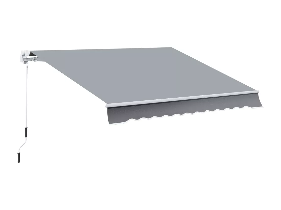 Store banne manuel rétractable aluminium polyester imperméabilisé 3L x 2,5l m gris