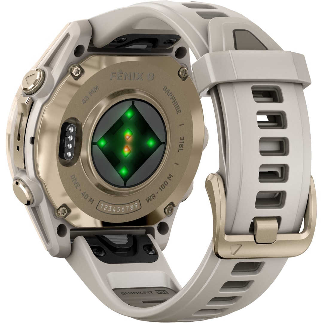 Garmin Fenix 8 - 43mm AMOLED Sapphire Nebelgrau / Softgold