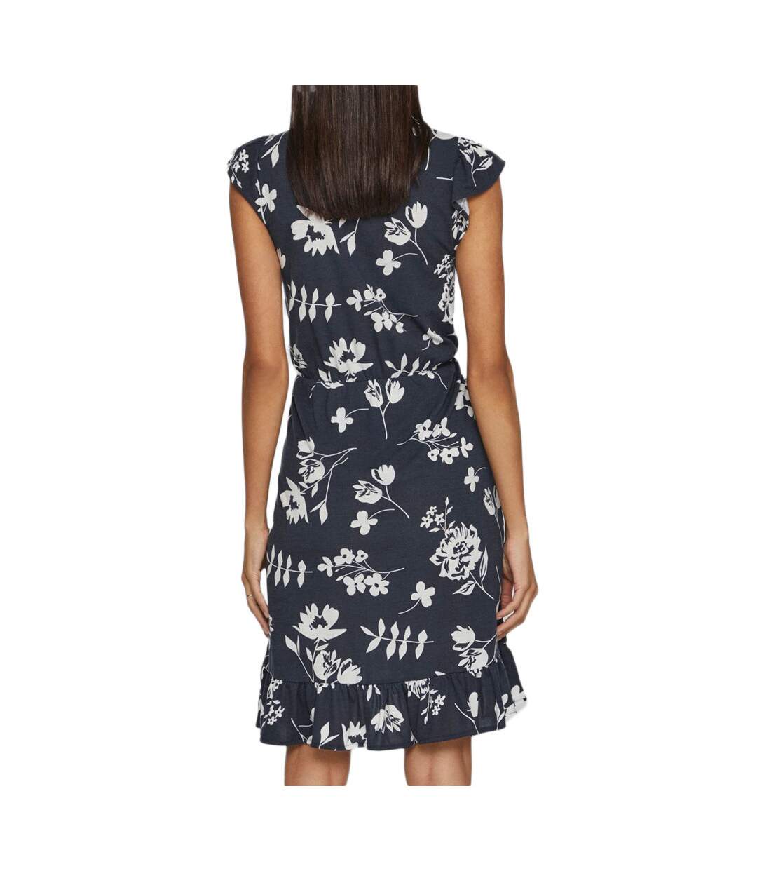 Robe Marine/Fleurs à volants Femme Vila Mooney
