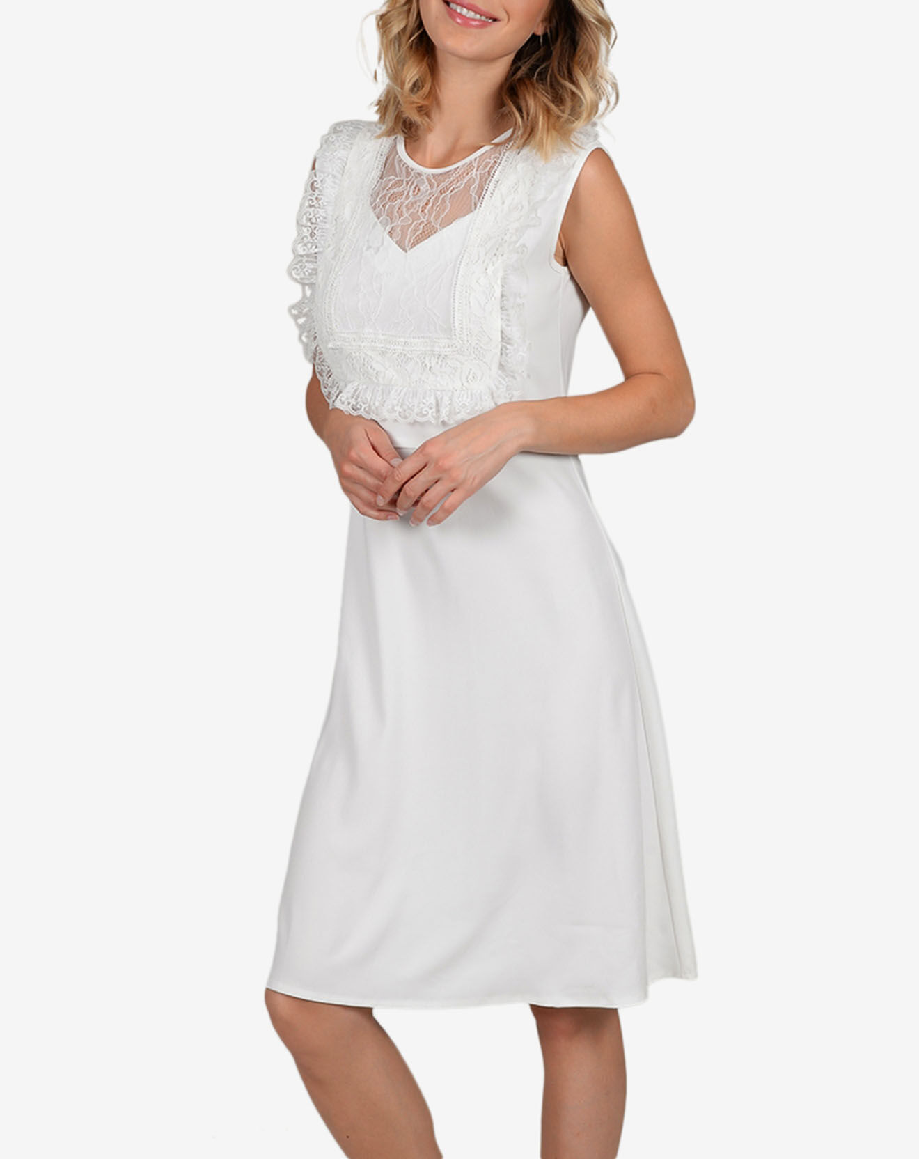 Molly Bracken Robe mi-longue trapèze blanche