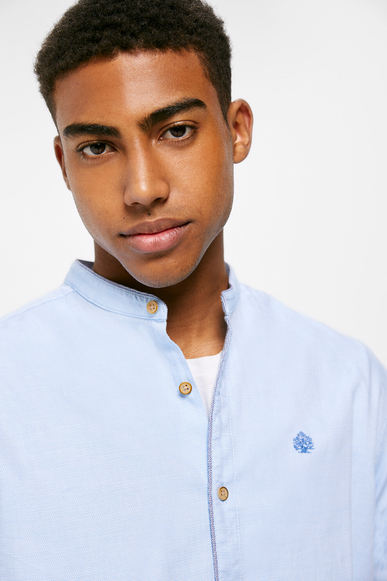 Camisa estilo Mao - azul