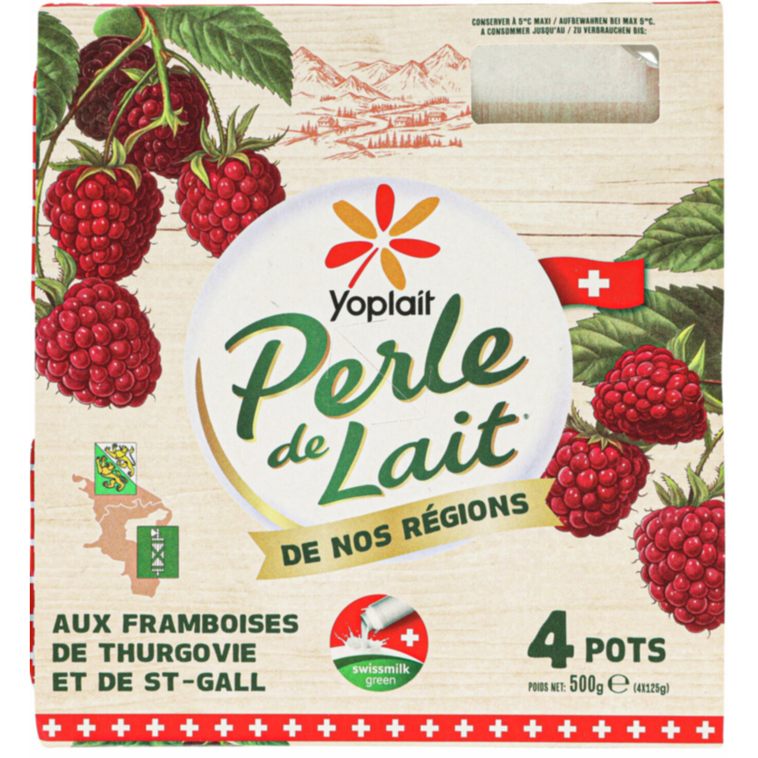Yoplait Joghurt Perle de lait Regional Himbeer 4x125g -