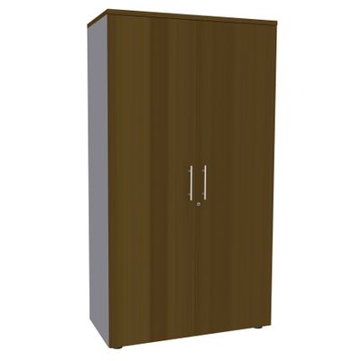 Armoire haute IDRA/DUAL - H180 x L80 x P47 - 2 portes - Corps alu - Portes et dessus imitation noyer