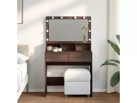 Coiffeuse avec LED chêne marron 80x41x134,5 cm
