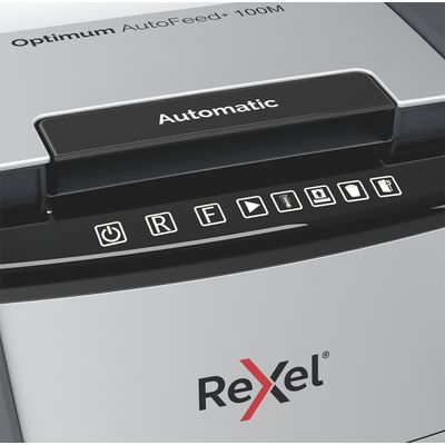 Rexel Optimum Auto+ 100M - destructeur de documents coupe croisée microparticules - 100 feuilles - Corbeille 34 litres