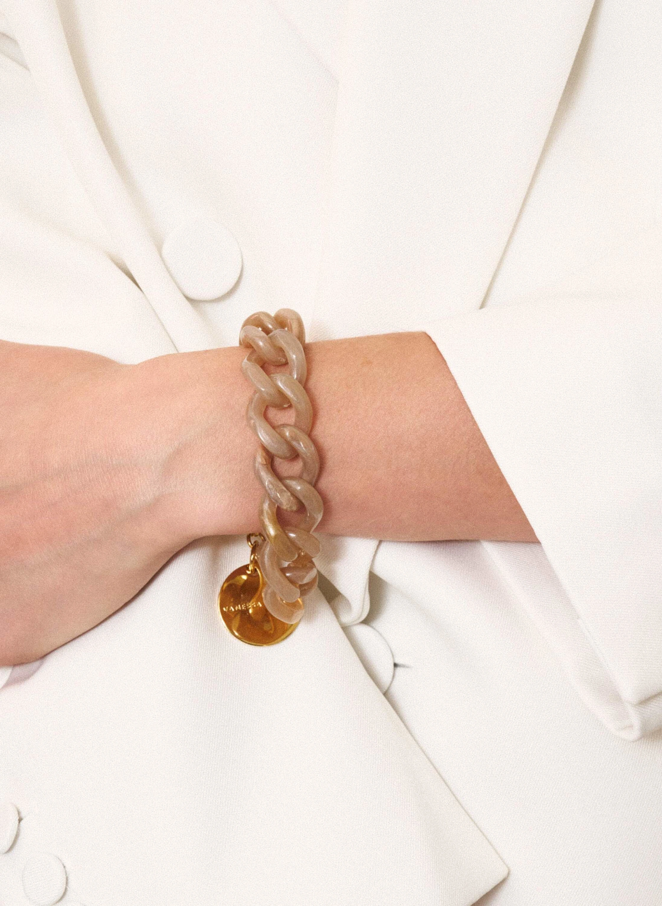 VANESSA BARONI Armband MINI FLAT CHAIN BRACELET BIANCONE MARBLE by GLAMBOU