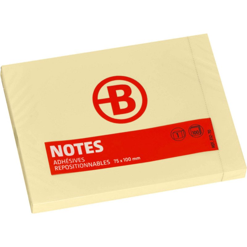 Notes repositionnables jaunes Bruneau - bloc de 100 feuilles