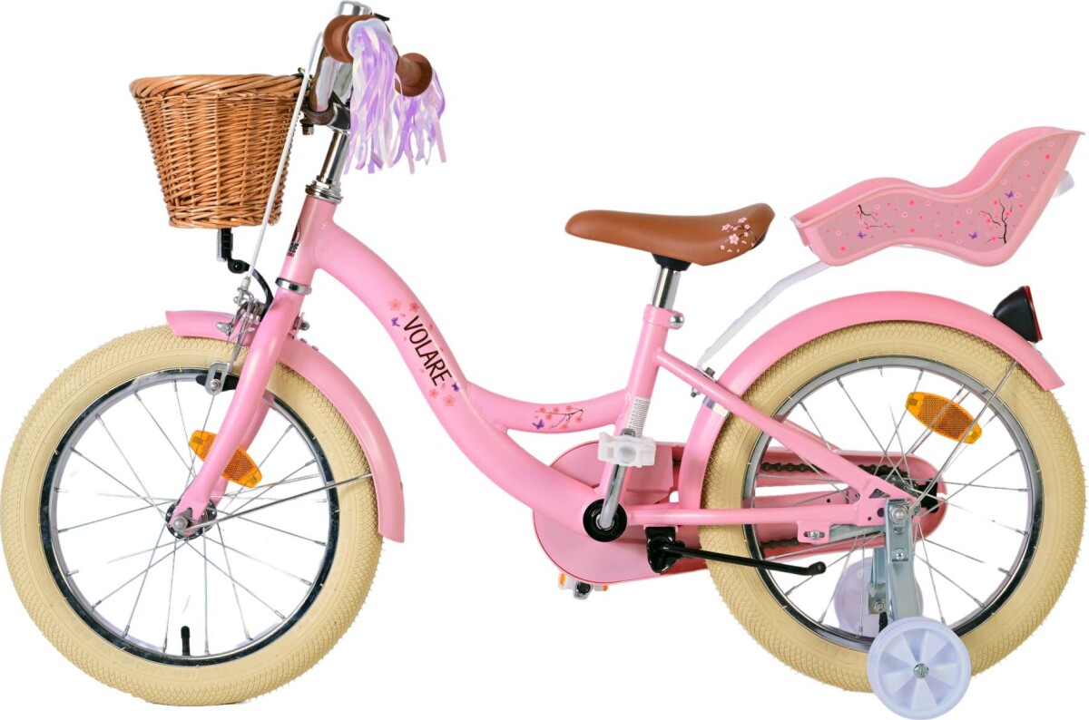Volare - Børnecykel Med Støttehjul - 16'' Tommer - Blomster - Pink