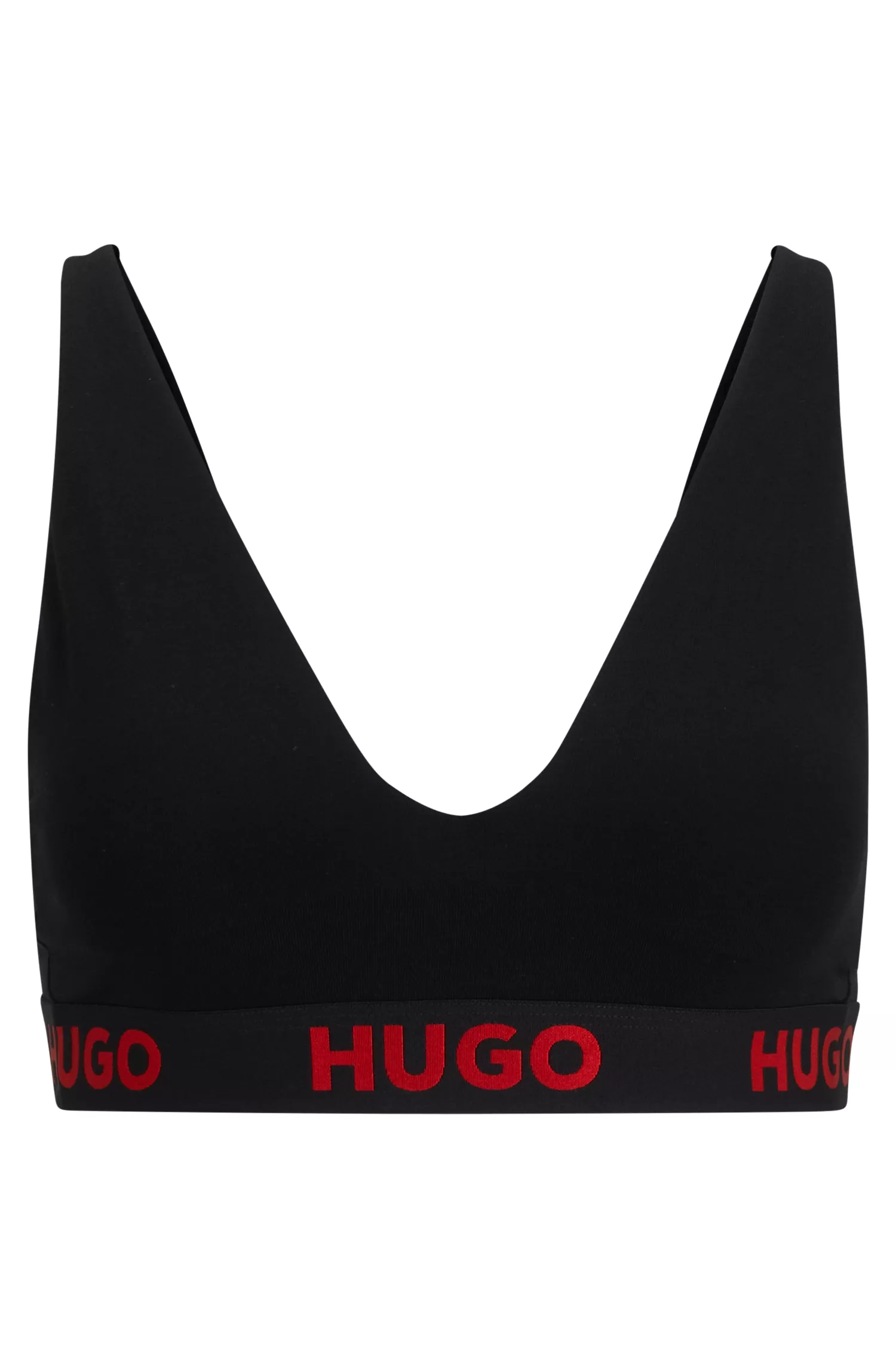 Sutiã triangular HUGO vermelho em algodão elástico com faixa com o logotipo.
