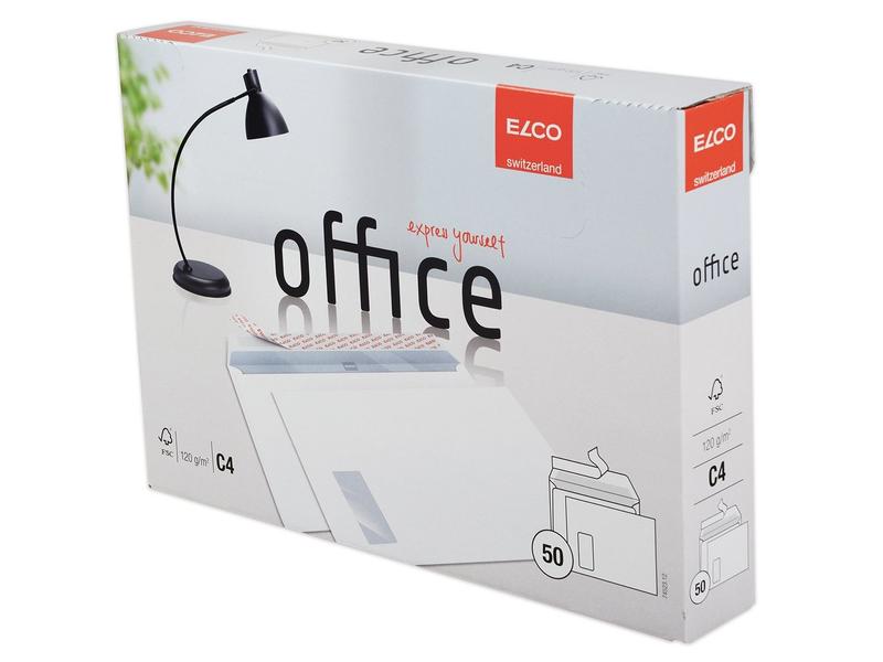 ELCO Couvert Office Box C4 mit Fenster links, 50 Stück Couvert C4 in praktischer Entnahme-Box