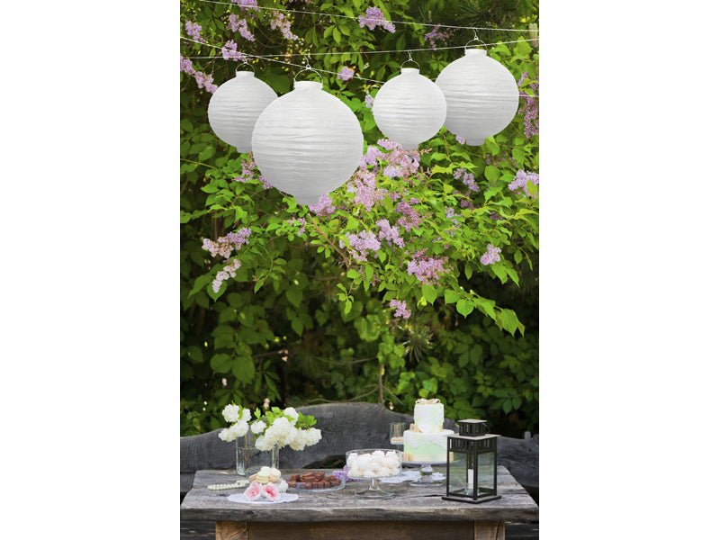 Witte Lampion Rond met lampje 20cm