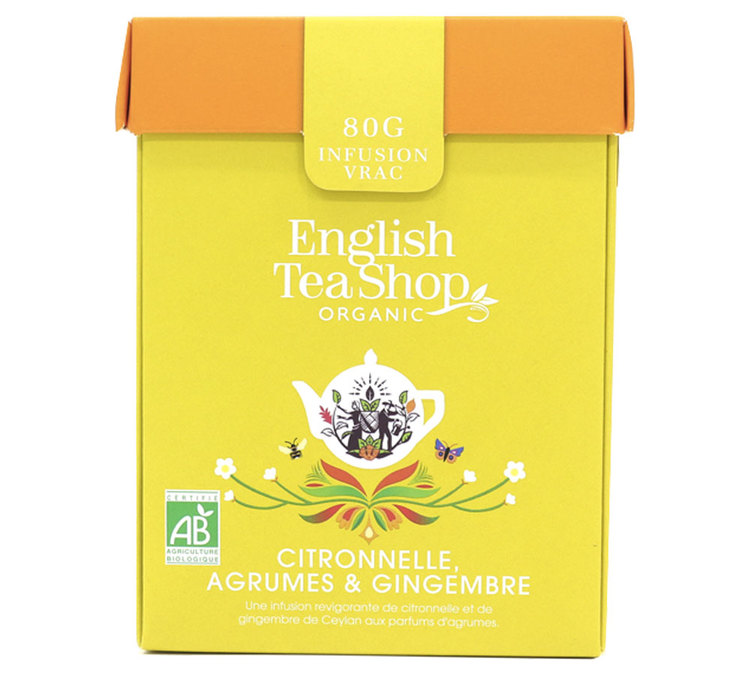Infusion Citronnelle Gingembre Agrume - Boîte éco-conçue origami vrac 80g - English Tea Shop