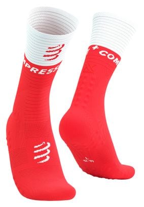 Chaussettes Compressport Mid Compression V2.0 Rouge/Blanc