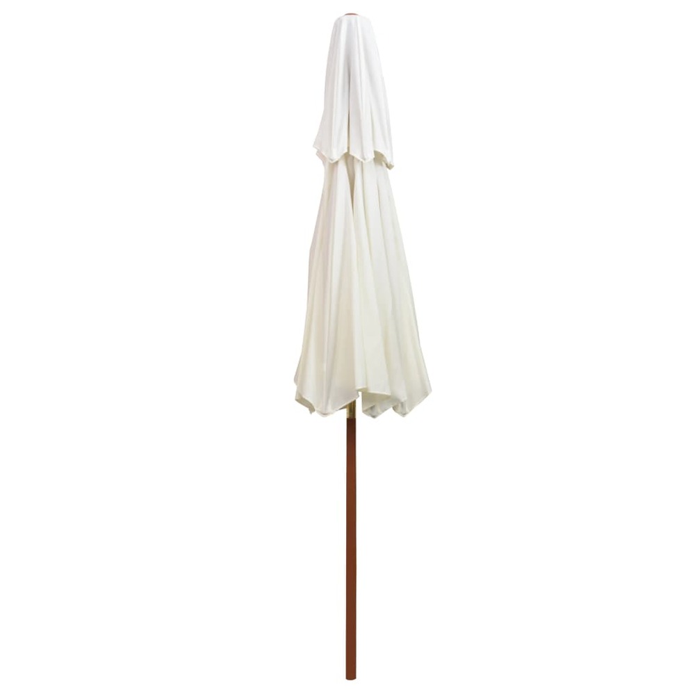 Parasol mobilier de jardin terrasse 270 x 270 cm poteau en bois blanc crème