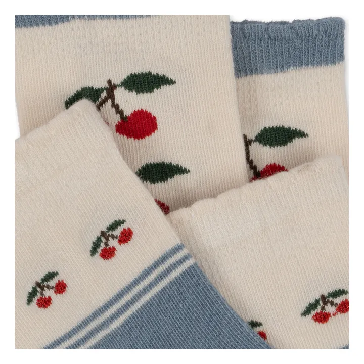 Konges Sløjd Lot 2 Chaussettes Cerises Coton Bio | Ecru