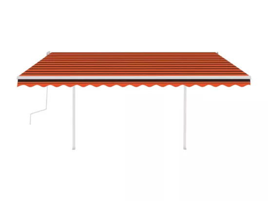 Auvent manuel rétractable avec poteaux 4x3,5 m Orange et marron