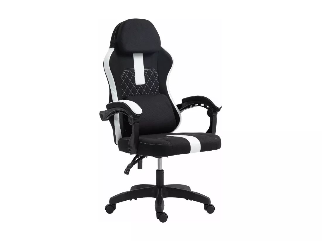 Chaise de bureau - Tissu & Plastique - Noir / Blanc - Miltona