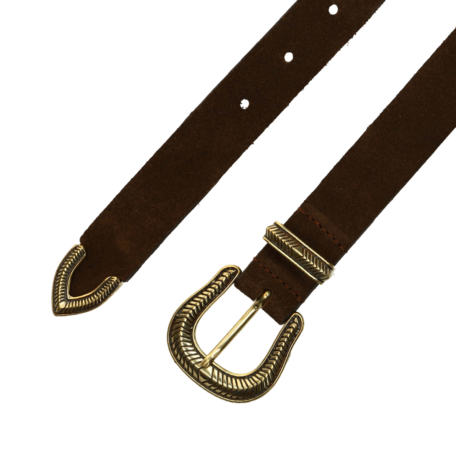 Donkerbruine suède riem