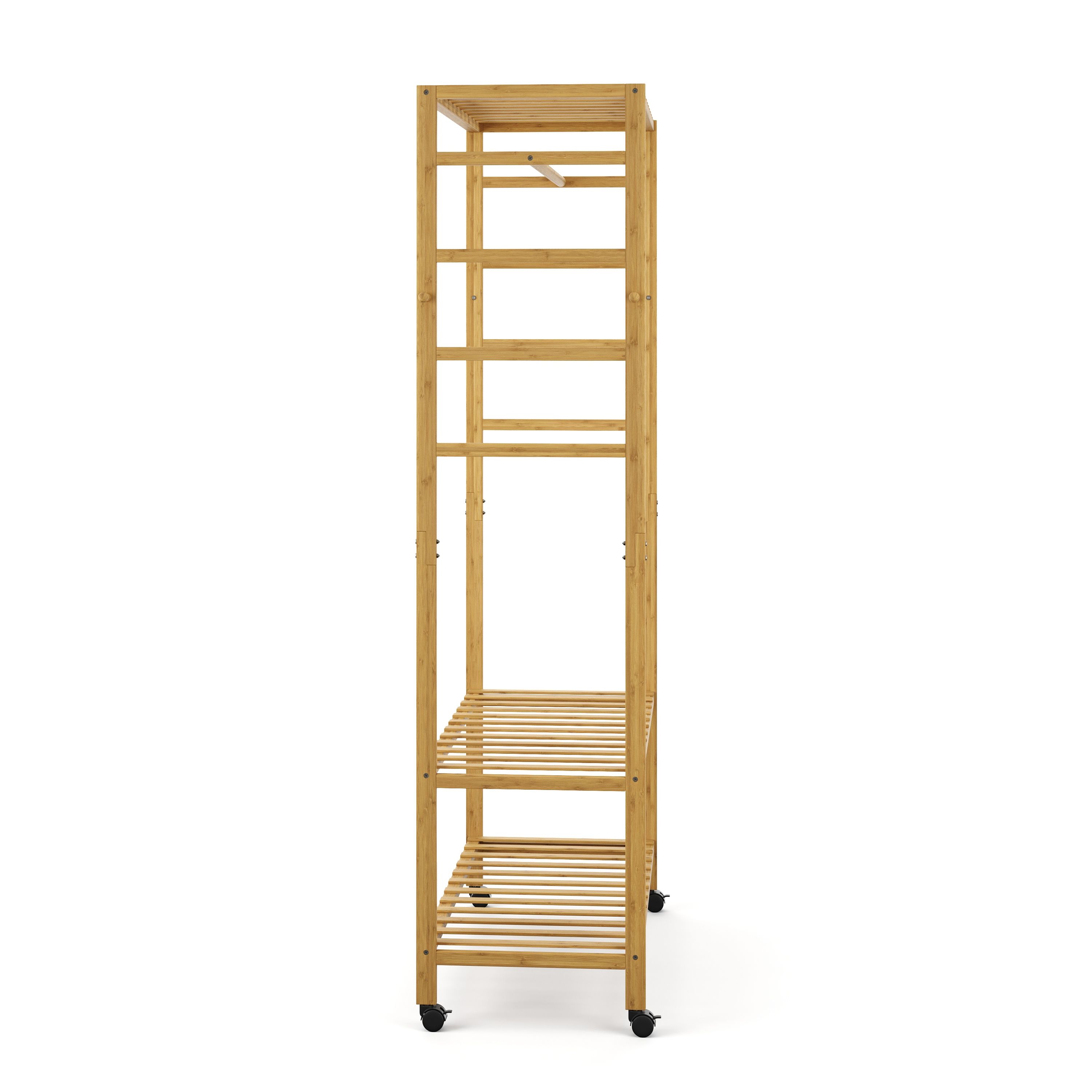 Garderobe auf Rollen Bambus ASTRID 79 x 169 cm natur