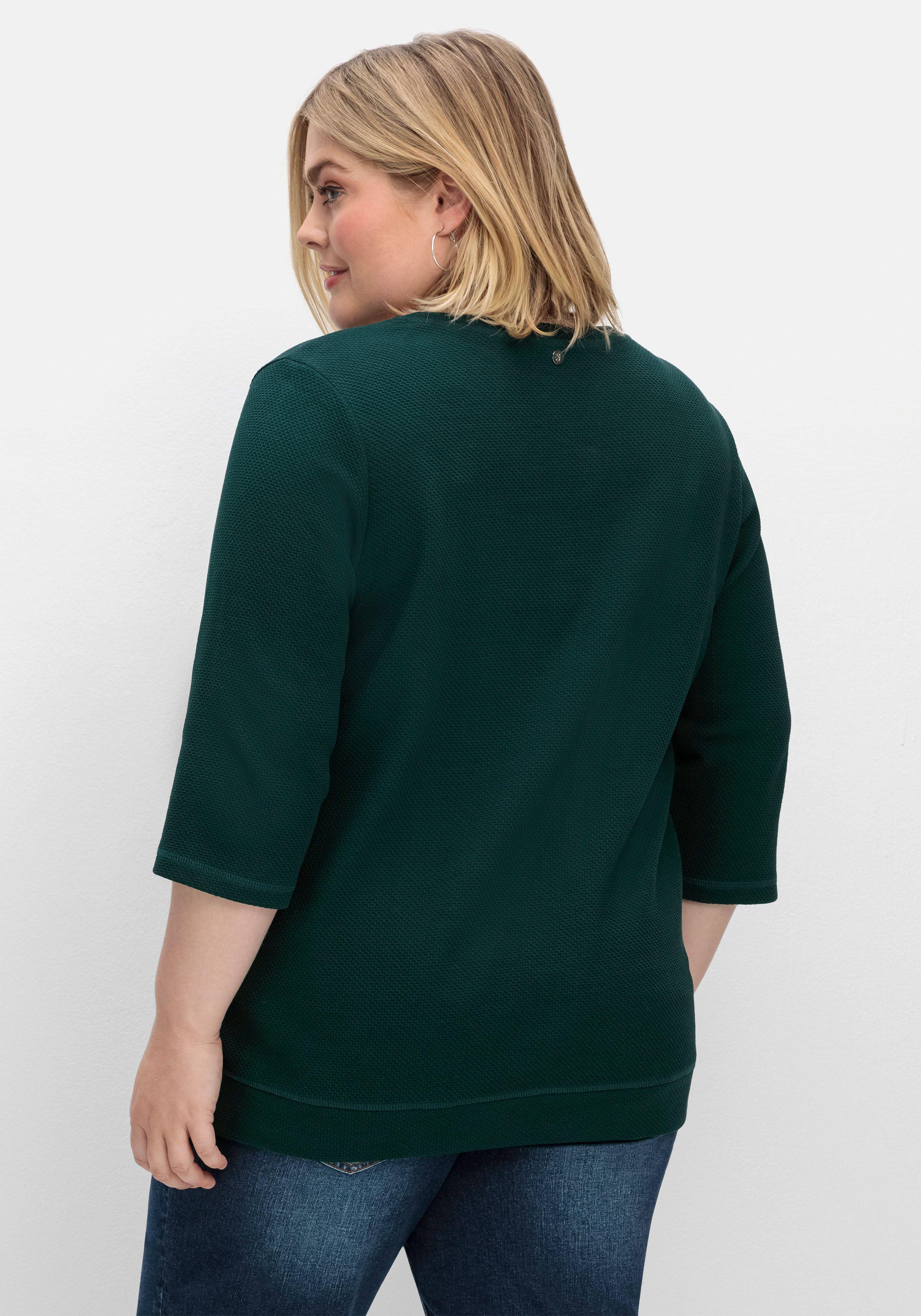 Sweatshirt aus Waffelpiqué, mit Zierband seitlich