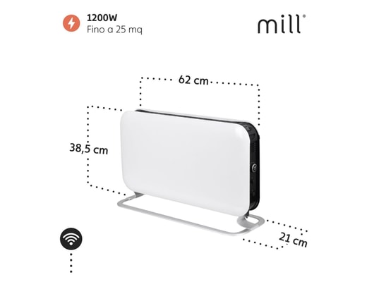 MILL - Convecteur wifi blanc 1200w proheat ltd co1200wifi3