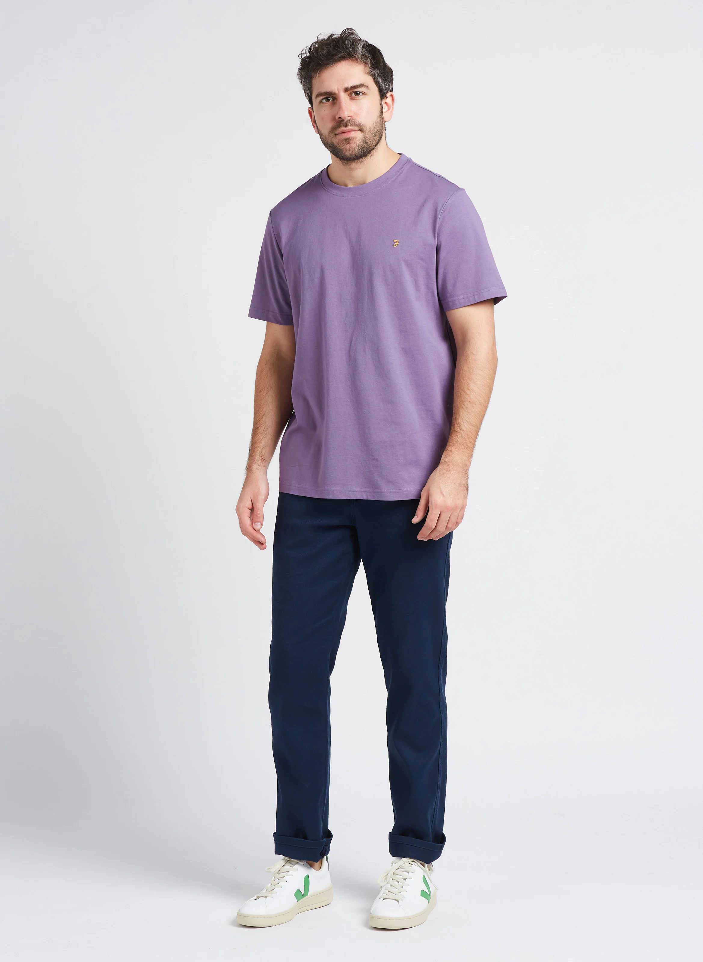 Pantalon chino slim-fit en coton mélangé| Bleu