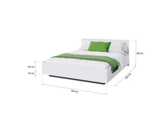 Lit coffre Lima 140 x 190 cm avec sommier à lattes relevable Blanc