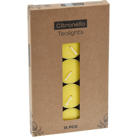 Citronella fyrfadslys 15-pak - gul