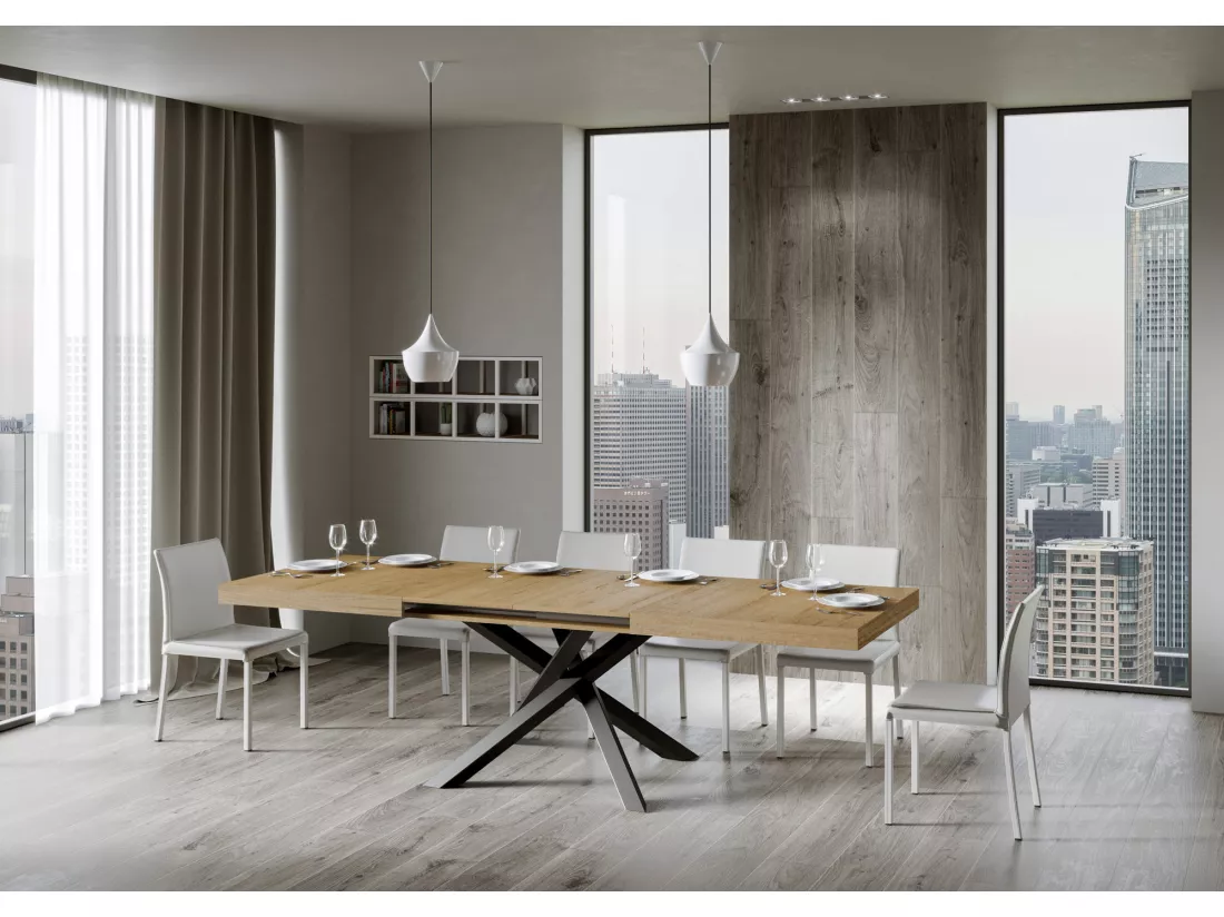 Table extensible 90x180/440 cm Volantis Chêne Nature cadre Anthracite
