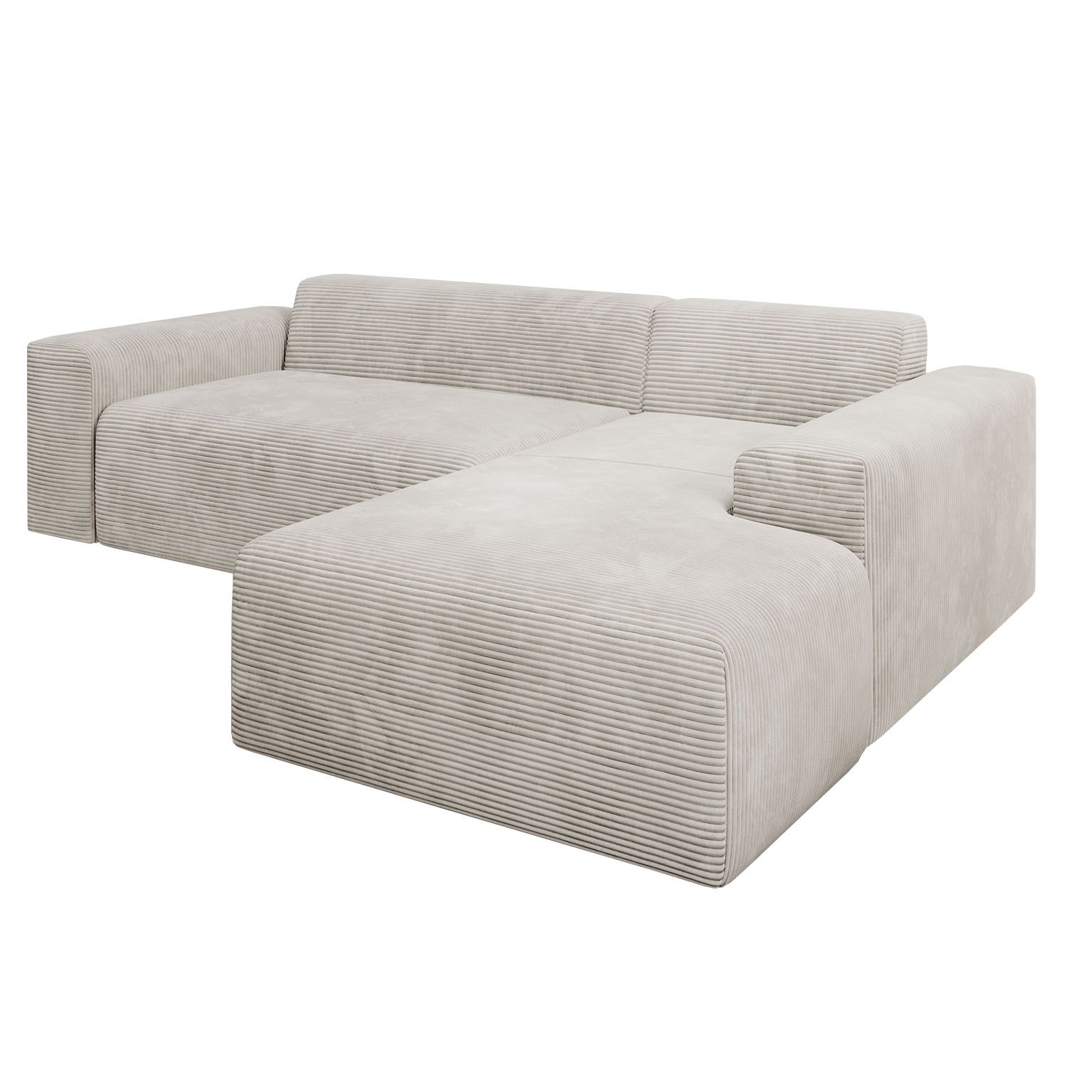 Juskys Sofa Vals Rechts mit PESO Stoff - Ecksofa Couch Wohnzimmer modern Sitzfläche - Beige