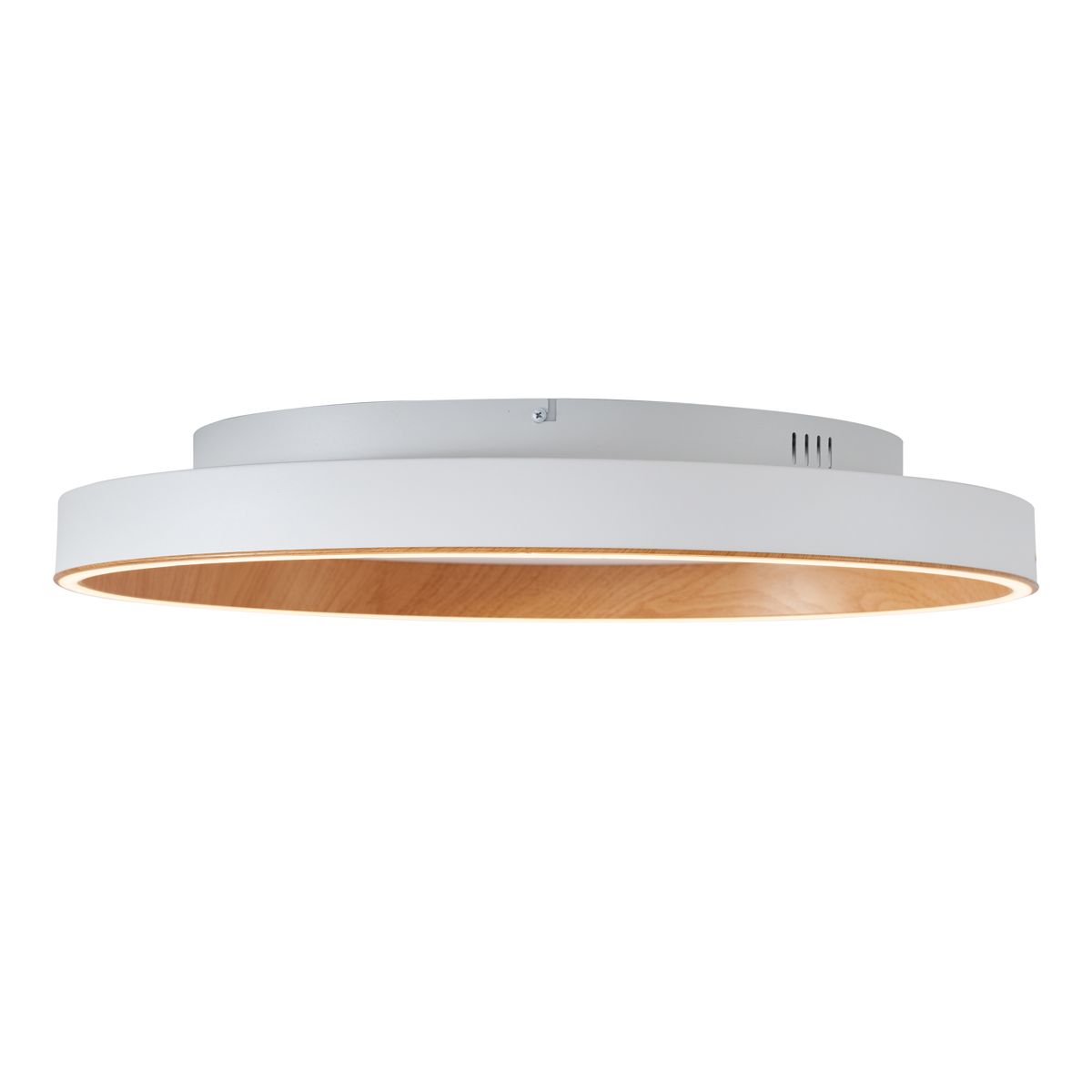 Design plafondlamp wit met hout 60cm incl. LED 3-way switch - Ingo
