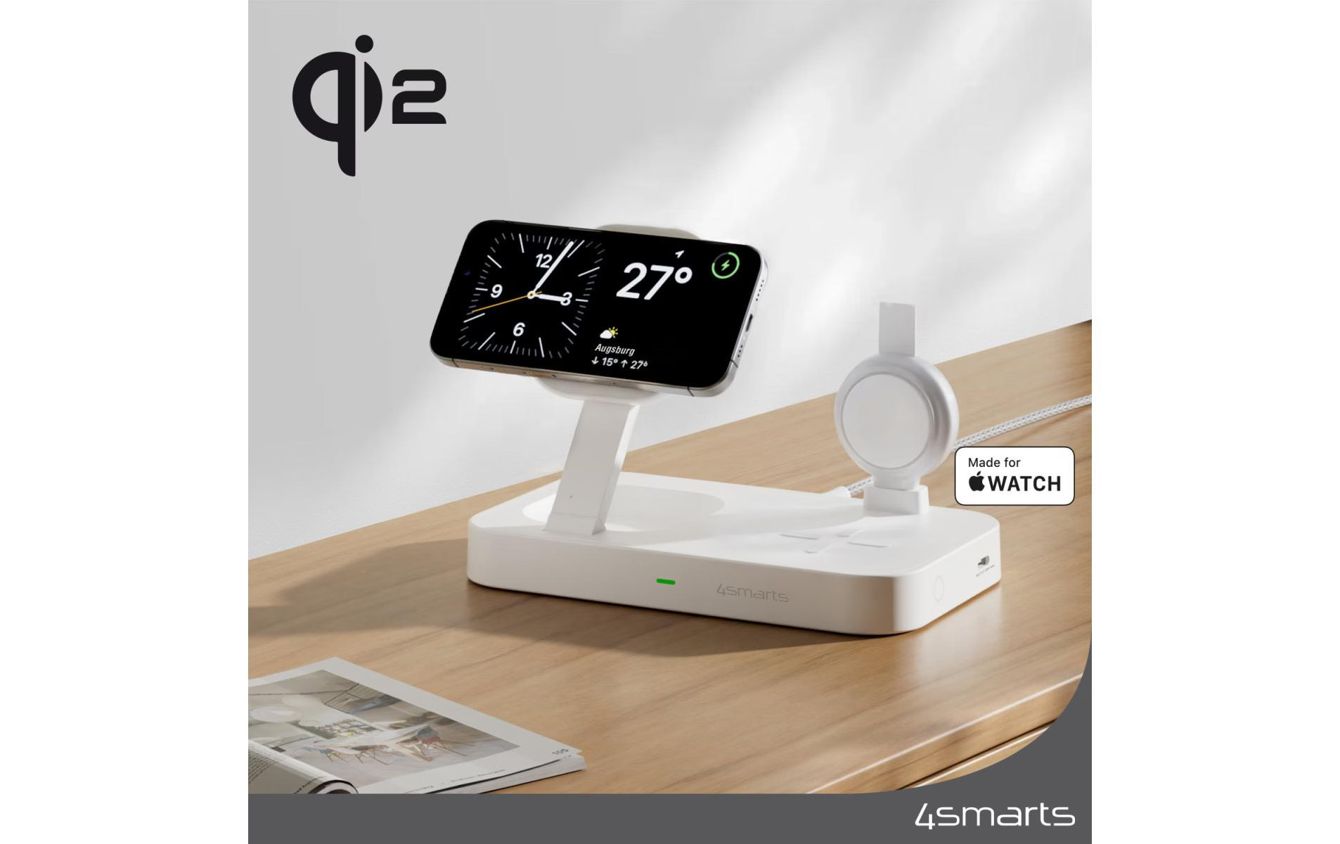(25W) 3in1 Qi2 Trident MagSafe Wireless Charger MFI Ladegerät inkl. (35W) Netzteil   USB C Kabel (4S540999) - Weiss